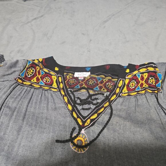 Luv 2 Luv Boho Long Sleeve Dress With Ties And Pockets, Size L - Picture 6 of 15